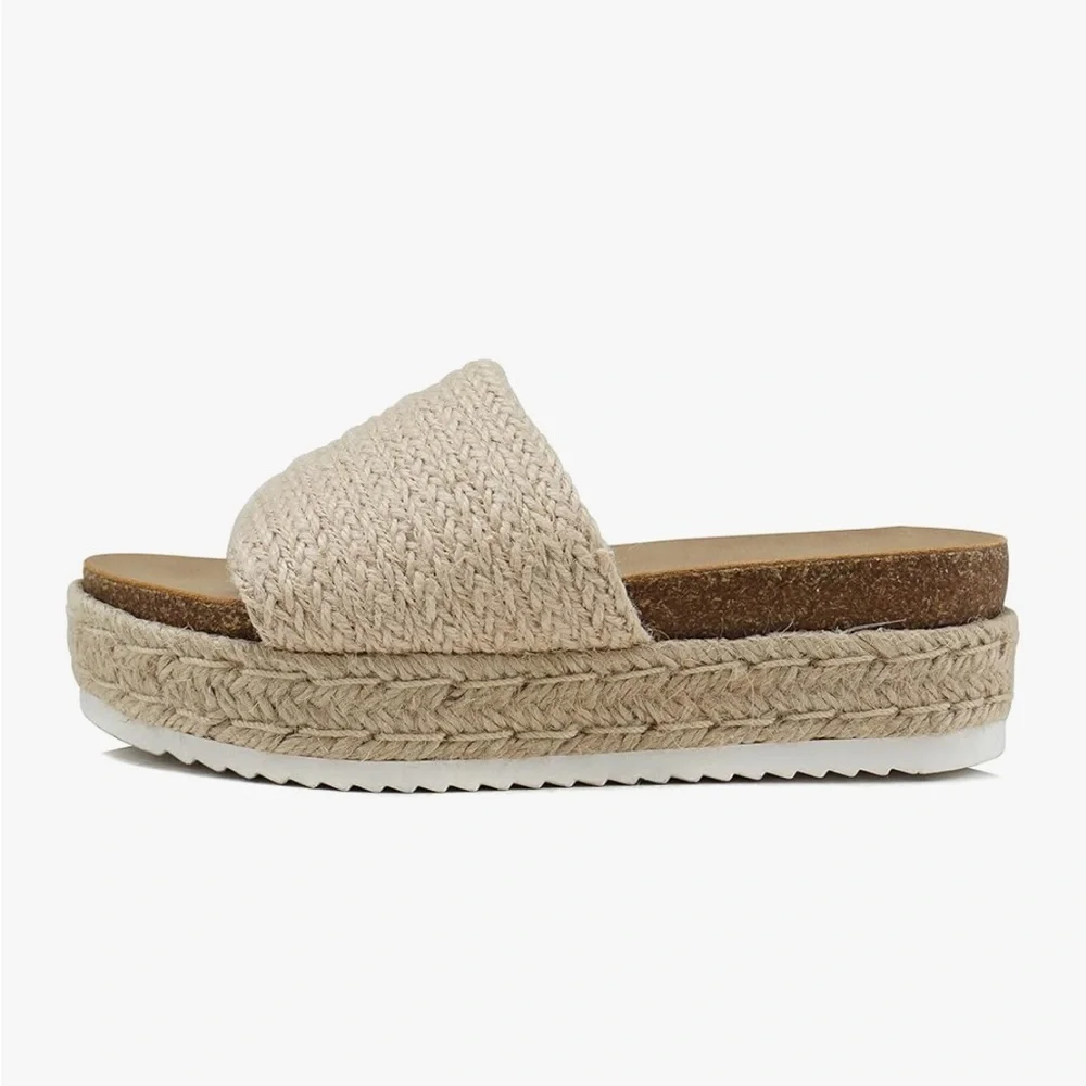 Soda Cream Espadrille Platform Slide